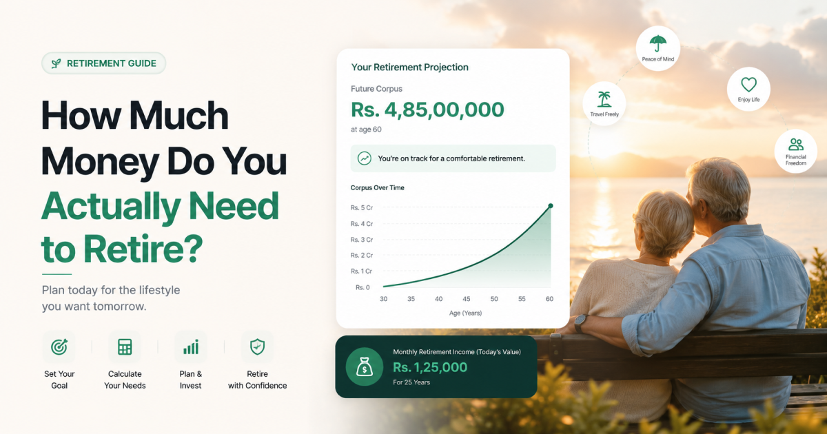 Dark green gradient graphic reading 'How Much You Need to Actually Retire' with the Toolzen logo
